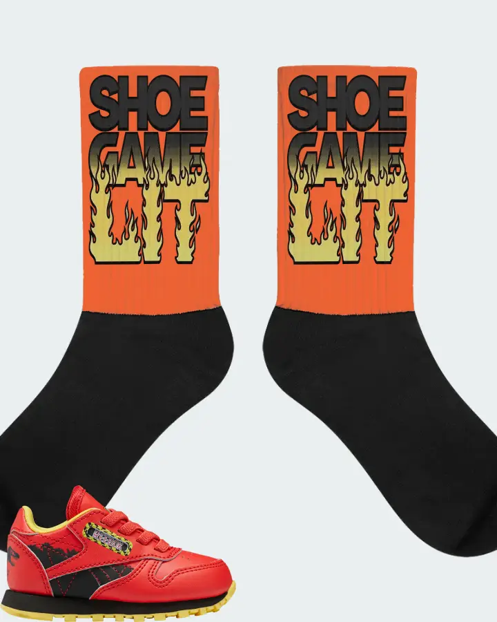 Reebok Classic Leather Sneaker Matching Orange Socks - Shoe Game Lit Refreshed