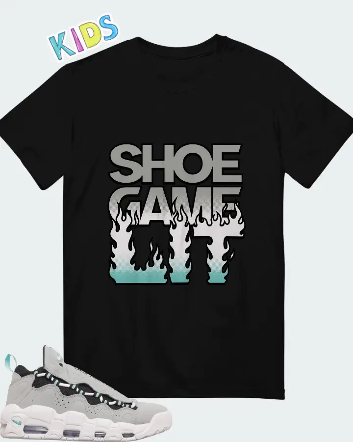 Nike Air More Money Wolf Grey Island Green Matching Kid's T-Shirt