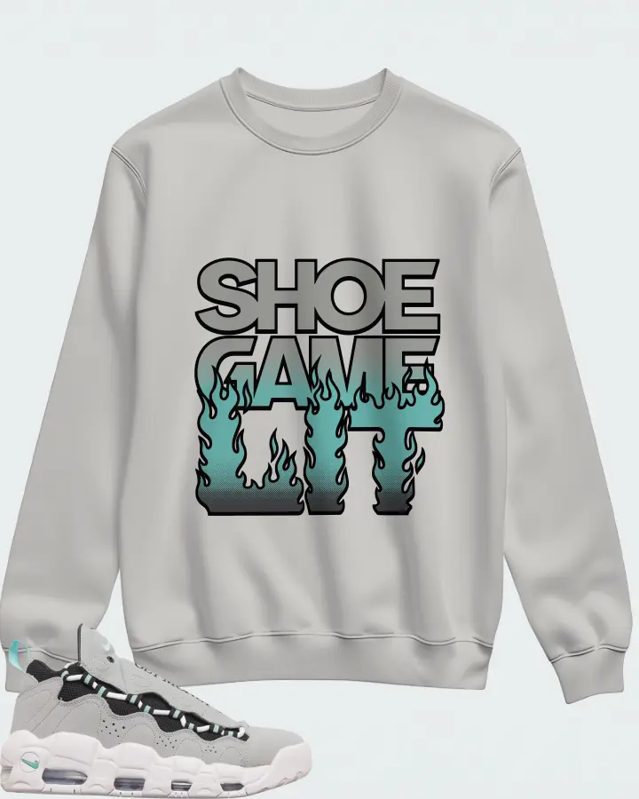 Nike Air More Money Wolf Grey Island Green Matching Sweatshirt