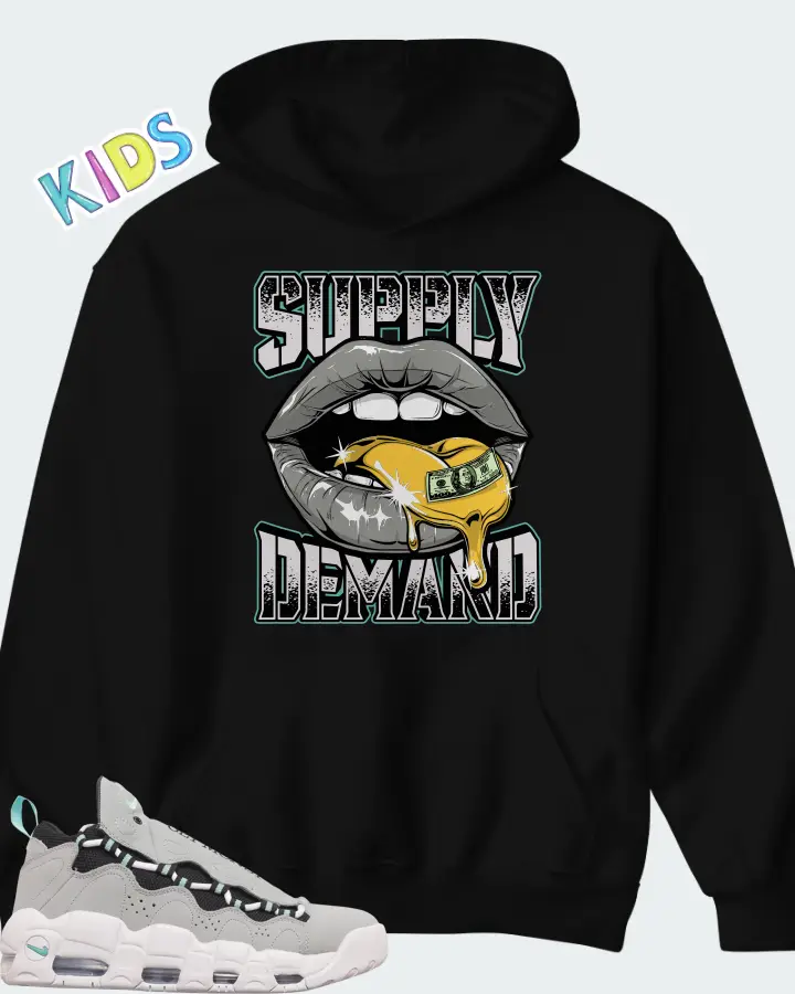 Nike Air More Money Wolf Grey Island Green Matching Kid's Hoodie