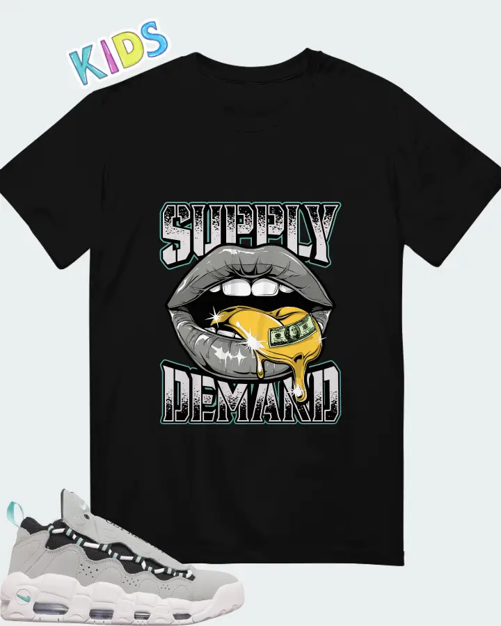 Nike Air More Money Wolf Grey Island Green Matching Kid's T-Shirt