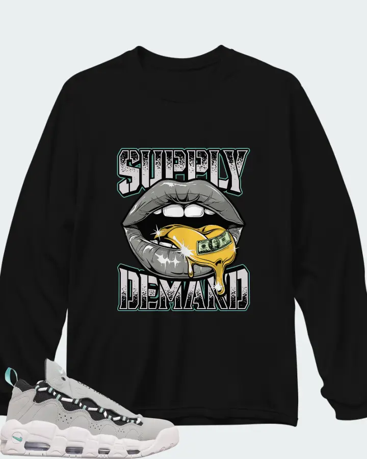 Nike Air More Money Wolf Grey Island Green Matching Long Sleeve T-Shirt