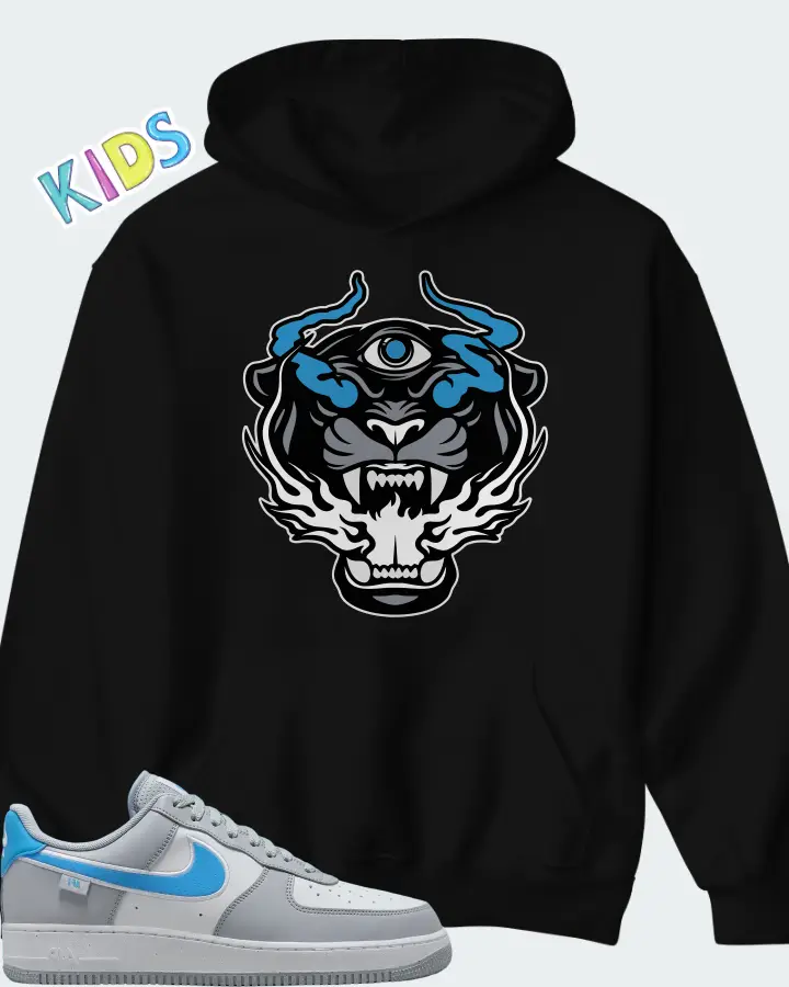 Nike Air Force 1 Low Grey University Blue Matching Kid's Hoodie