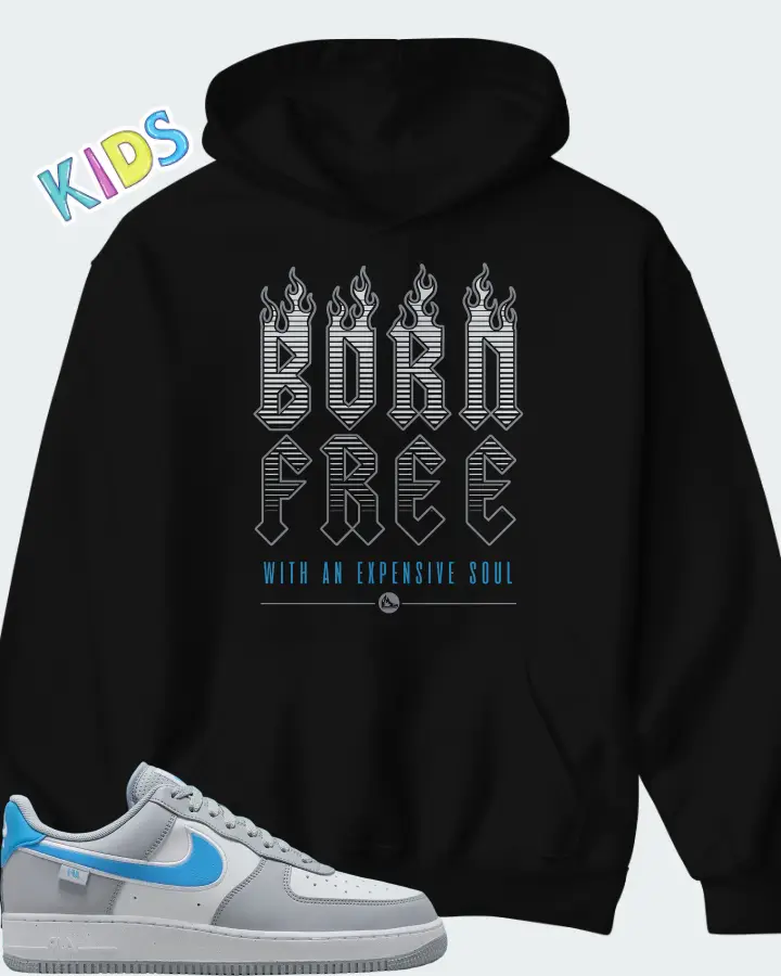 Nike Air Force 1 Low Grey University Blue Matching Kid's Hoodie
