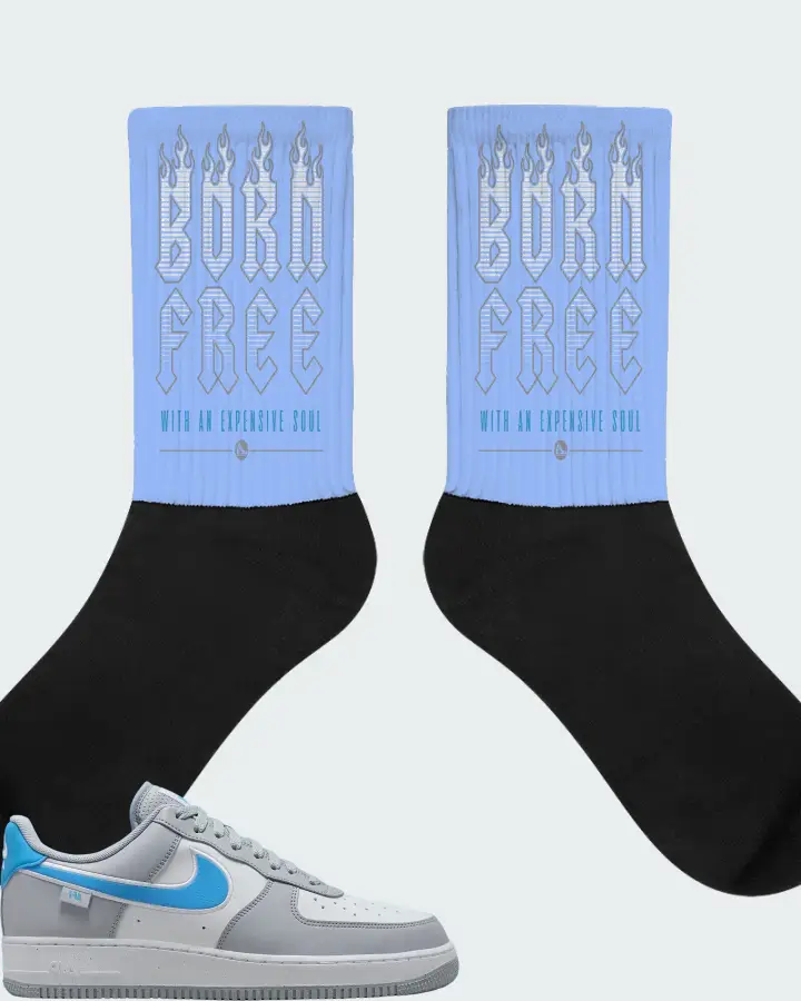 Nike Air Force 1 Low Grey University Blue Matching Socks