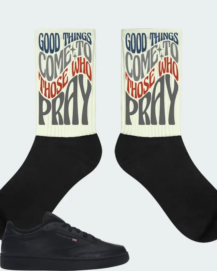 Reebok Club C 85 Sneaker Matching Citron Socks - Good Things Come To Those Who Pray