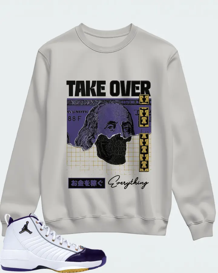 Jordan 19 OG SE Sneaker Matching Grey Sweatshirt - Take Over