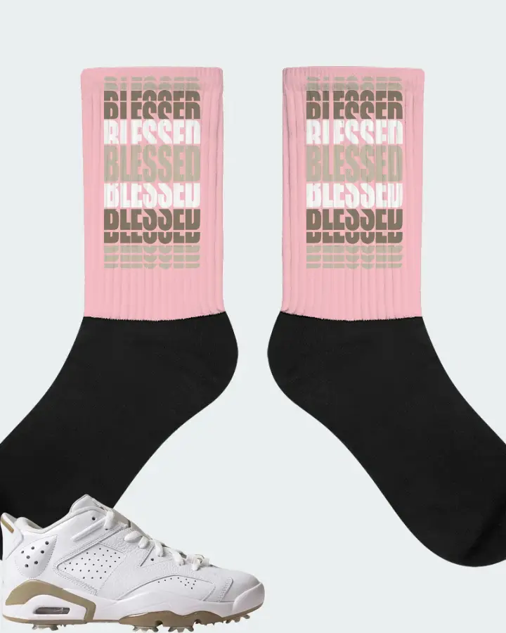 Jordan 6 Retro Low Golf Sneaker Matching Pink Socks - BLESSED Many Times