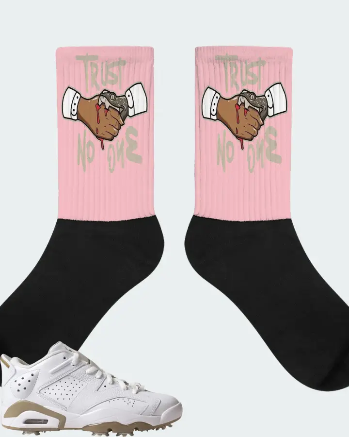 Jordan 6 Retro Low Golf Sneaker Matching Pink Socks - Trust No One