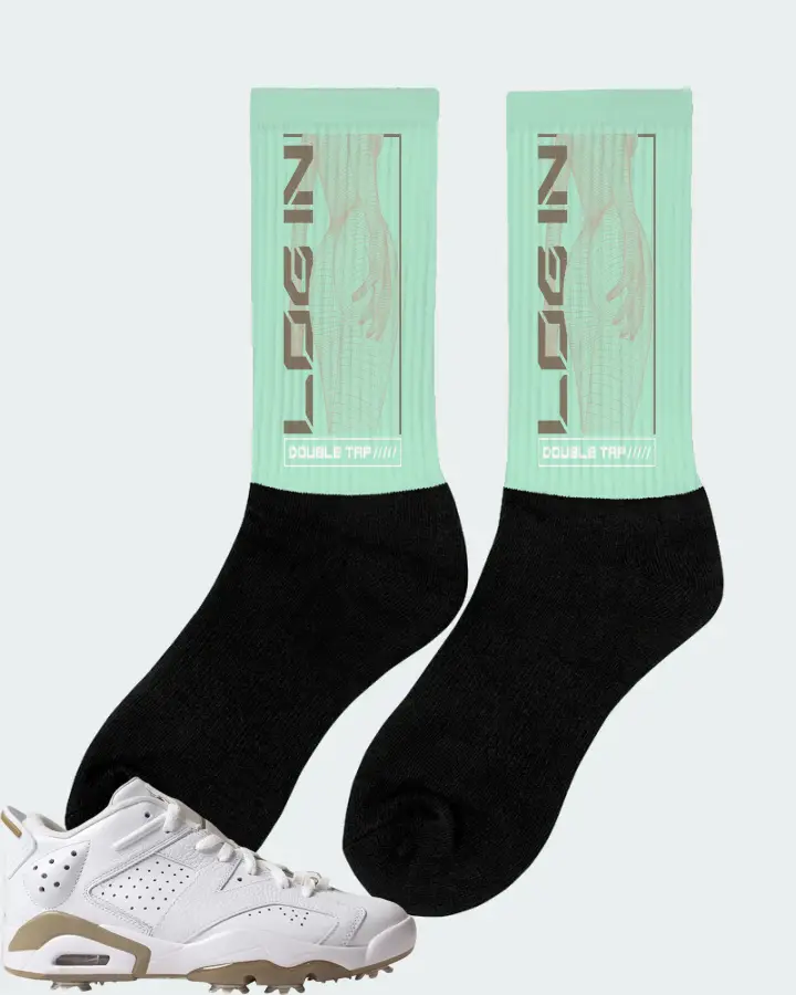 Jordan 6 Retro Low Golf Sneaker Matching Mint Socks (LOGIN) - View 3