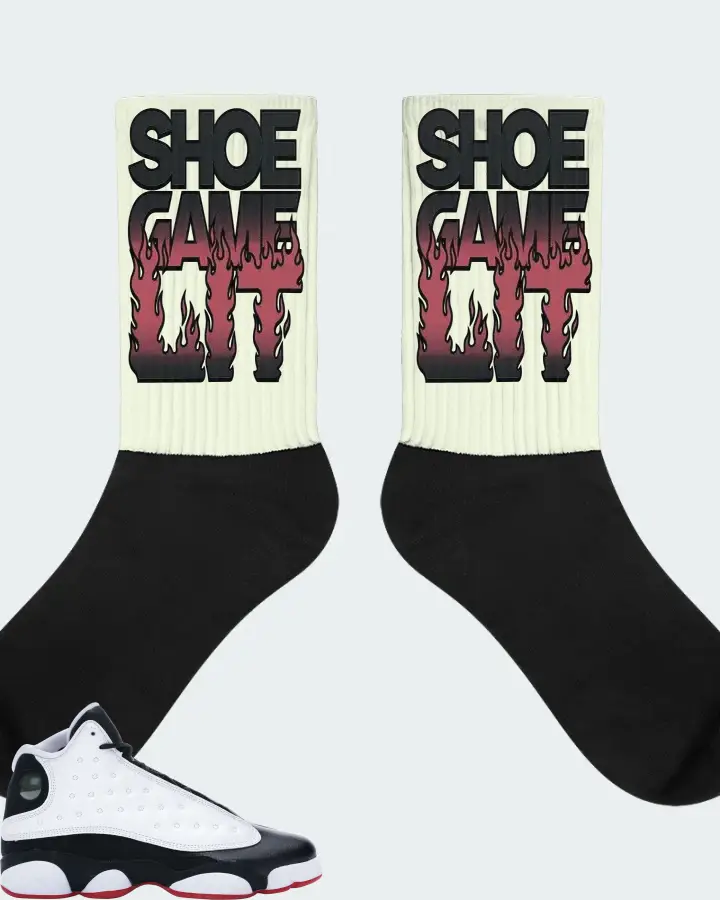 Jordan 13 Retro Sneaker Matching Citron Socks - Shoe Game Lit Refreshed