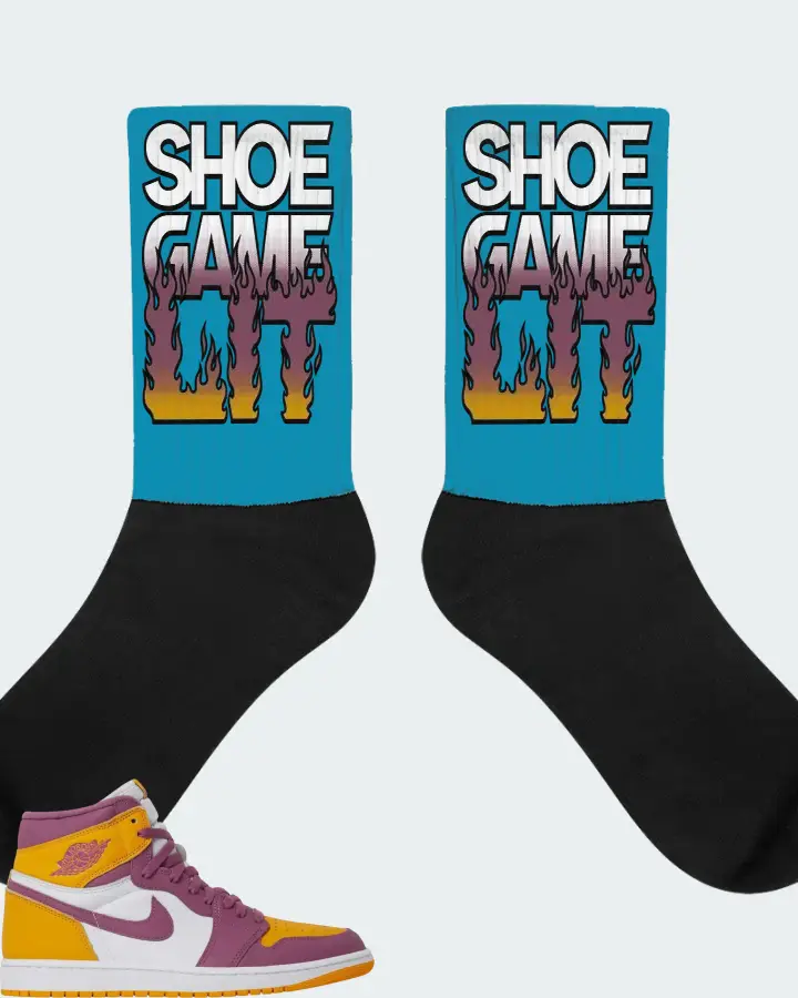 Jordan 1 Retro High OG Sneaker Matching Aqua Socks - Shoe Game Lit Refreshed