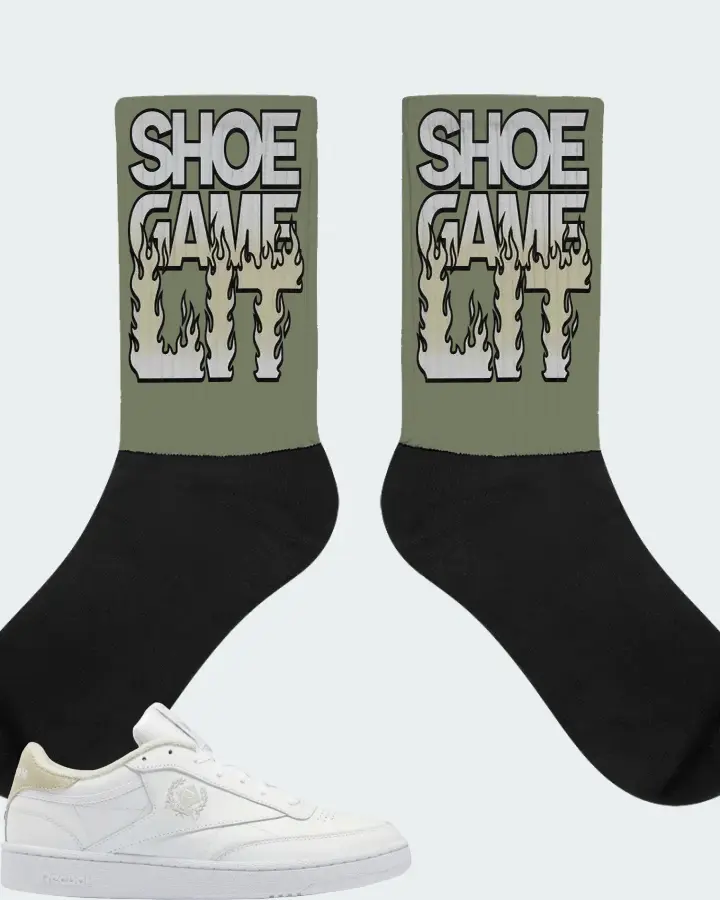 Reebok Club C 85 Sneaker Matching Olive Socks - Shoe Game Lit Refreshed