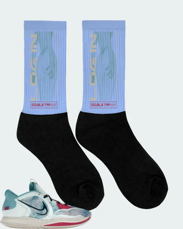 Nike Kyrie Low 5 Sneaker Matching Carolina Blue Socks (LOGIN) - View 2