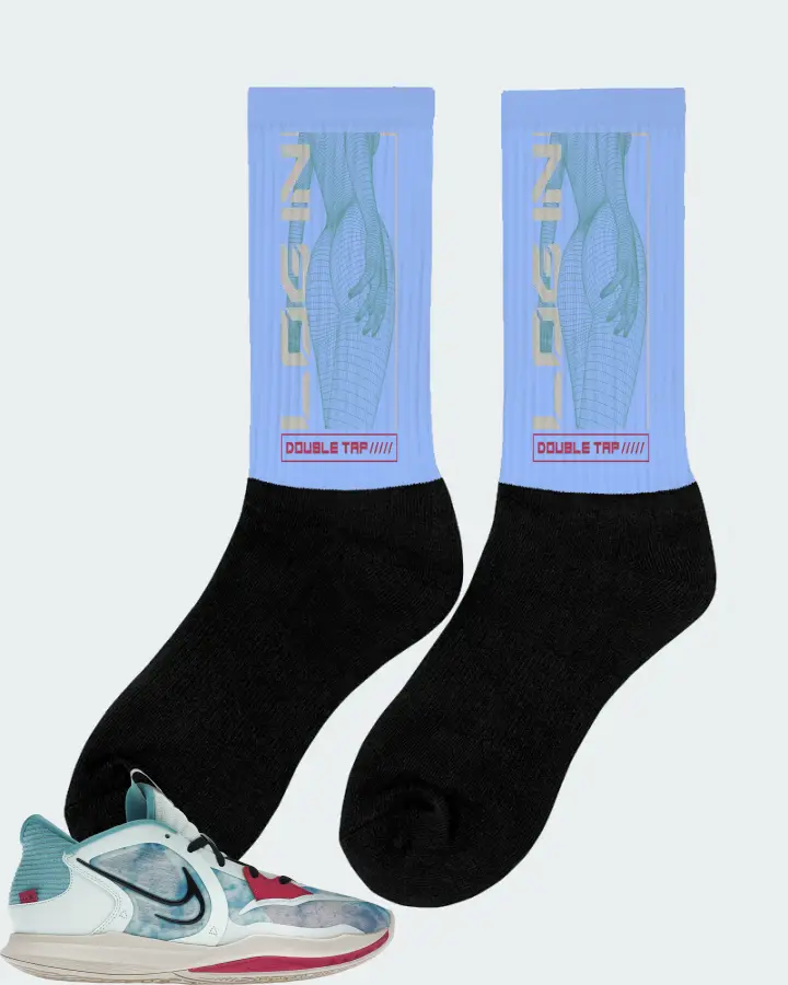 Nike Kyrie Low 5 Sneaker Matching Carolina Blue Socks (LOGIN) - View 3