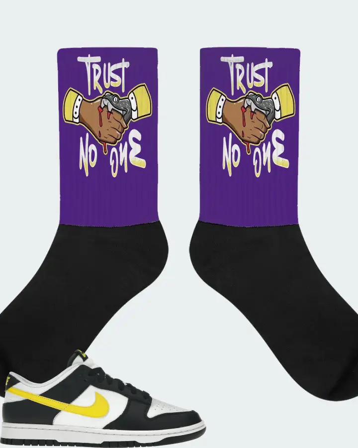 Nike Dunk Low Sneaker Matching Purple Socks - Trust No One