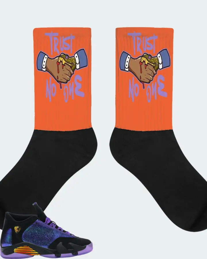 Jordan 14 Retro Sneaker Matching Orange Socks - Trust No One