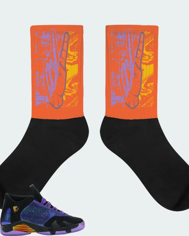 Jordan 14 Retro Sneaker Matching Orange Socks - Peace of mind