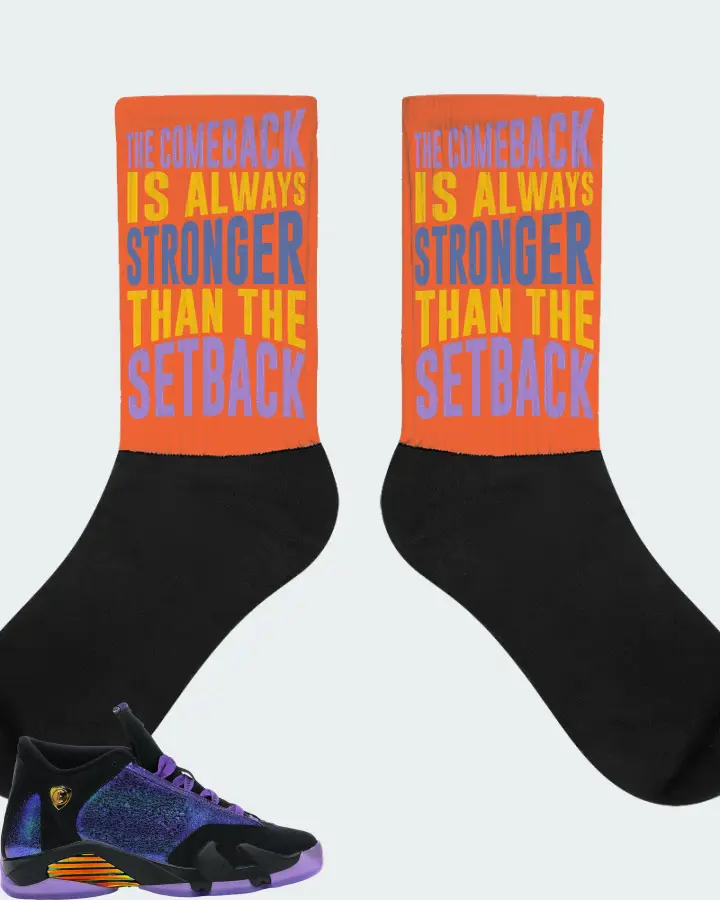 Jordan 14 Retro Sneaker Matching Orange Socks - The Comeback