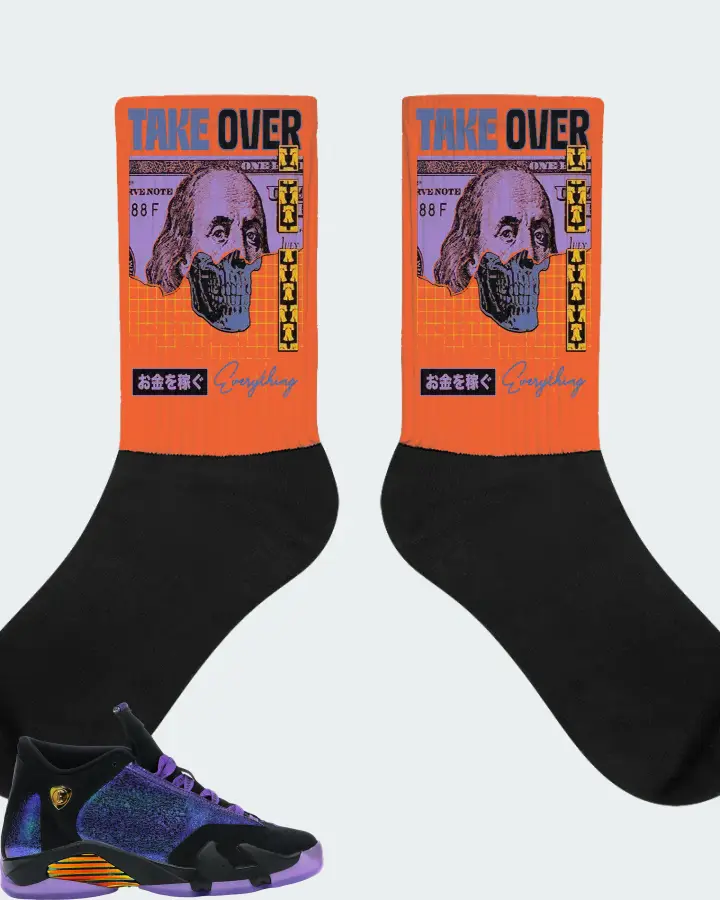 Jordan 14 Retro Sneaker Matching Orange Socks - Take Over