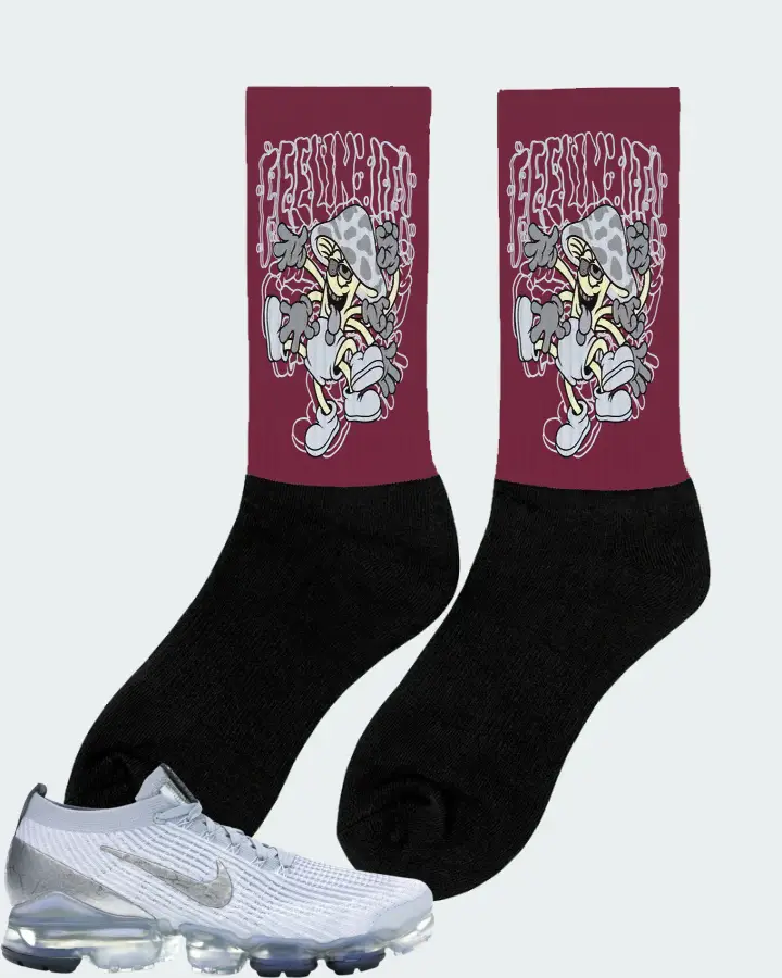 Nike Air VaporMax Flyknit 3 Sneaker Matching Maroon Socks (Feeling It) - View 3