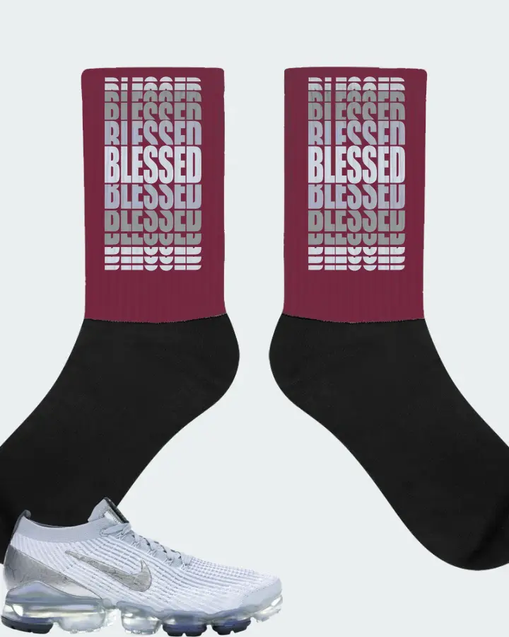 Nike Air VaporMax Flyknit 3 Sneaker Matching Maroon Socks - BLESSED Many Times