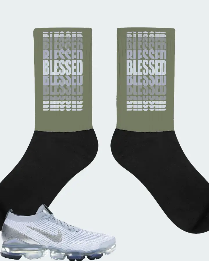 Nike Air VaporMax Flyknit 3 Sneaker Matching Olive Socks - BLESSED Many Times