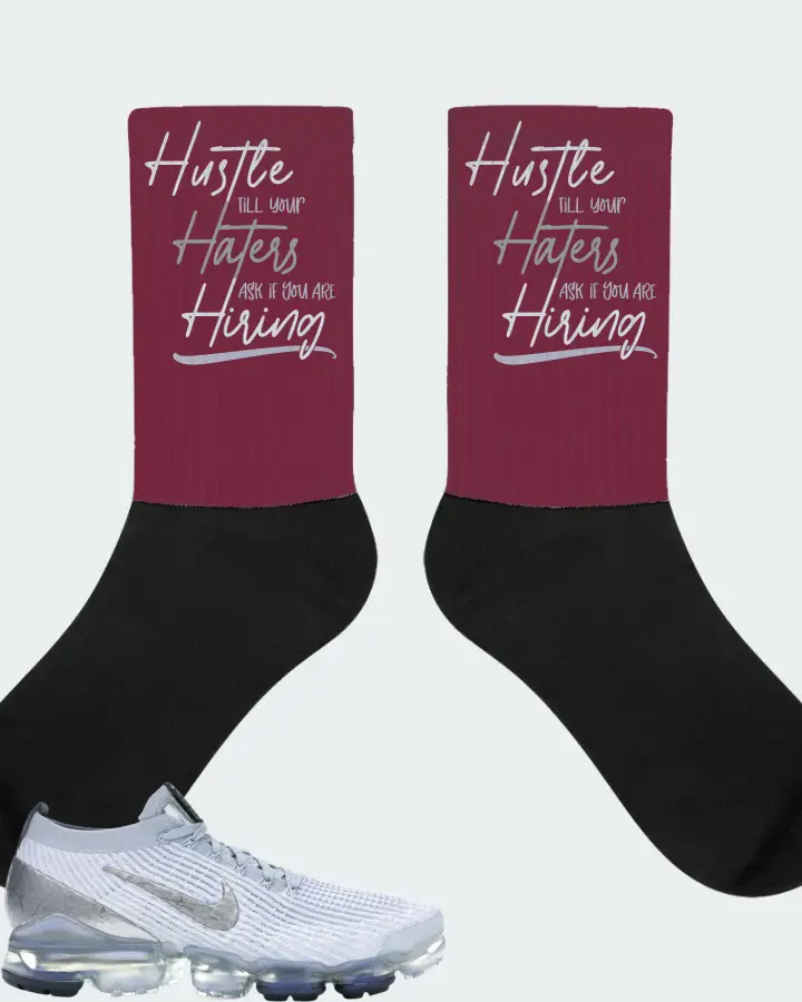 Nike Air VaporMax Flyknit 3 Sneaker Matching Maroon Socks - HUSTLE TILL YOUR HATERS ASK
