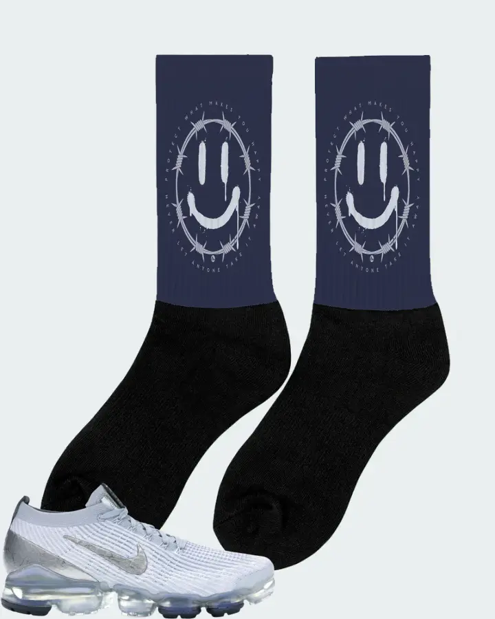 Nike Air VaporMax Flyknit 3 Sneaker Matching Navy Socks (PROTECT) - View 3