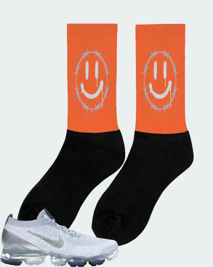 Nike Air VaporMax Flyknit 3 Sneaker Matching Orange Socks (PROTECT) - View 3