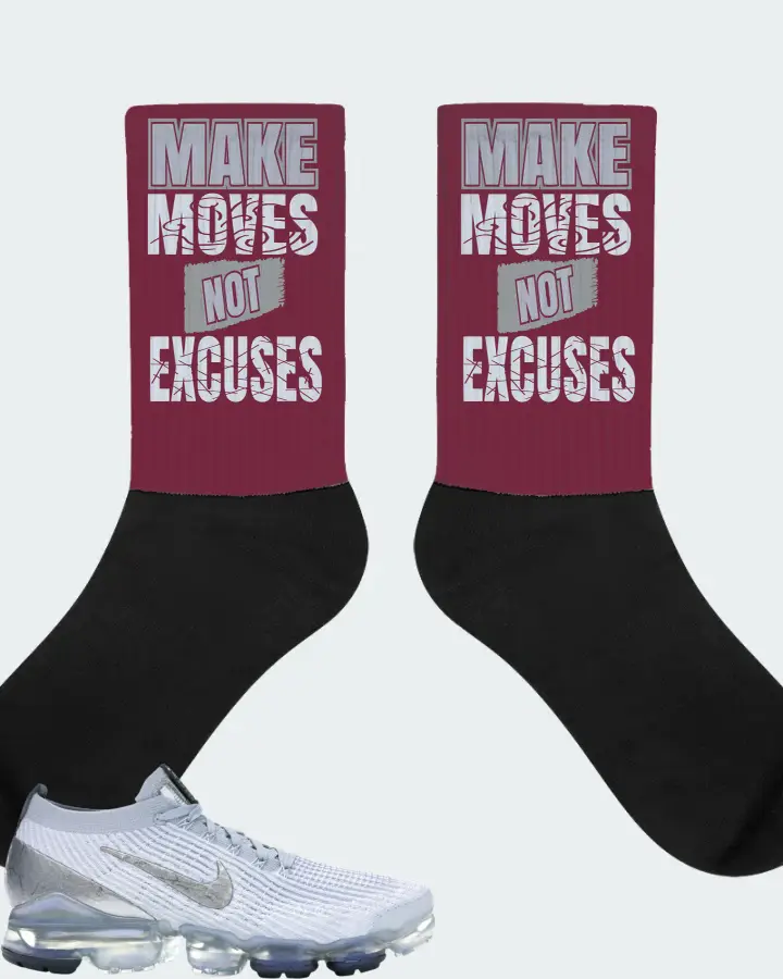 Nike Air VaporMax Flyknit 3 Sneaker Matching Maroon Socks - Make Moves Not Excuses