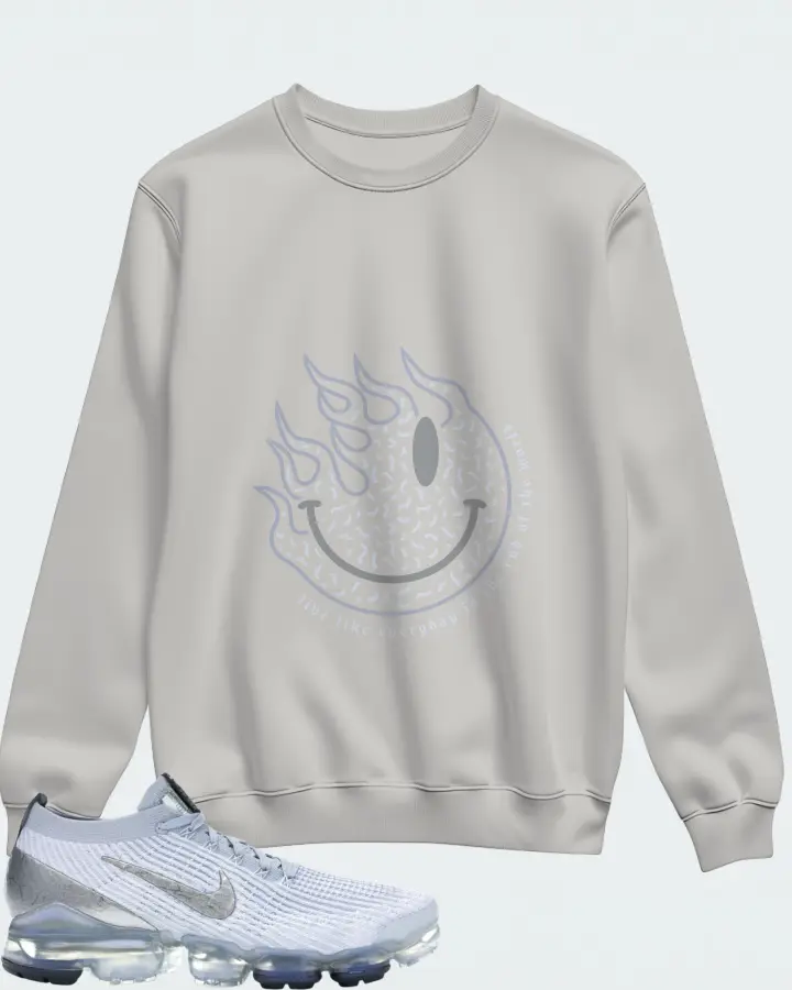 Nike Air VaporMax Flyknit 3 Sneaker Matching Grey Sweatshirt (Keep Smiling) - View 1