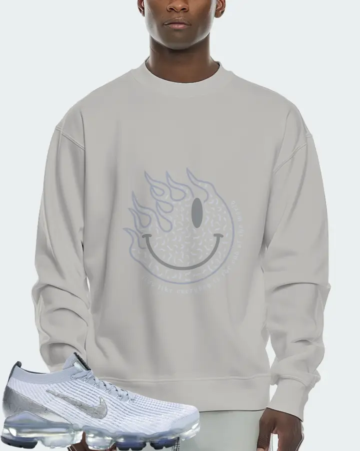 Nike Air VaporMax Flyknit 3 Sneaker Matching Grey Sweatshirt (Keep Smiling) - View 2