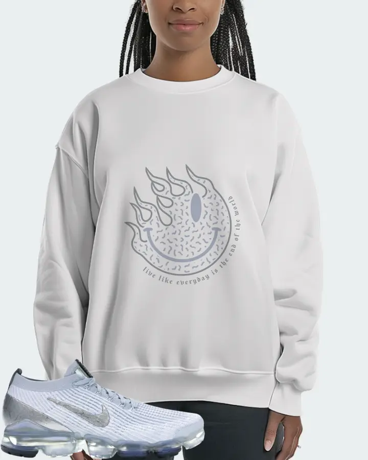 Nike Air VaporMax Flyknit 3 Sneaker Matching White Sweatshirt (Keep Smiling) - View 3