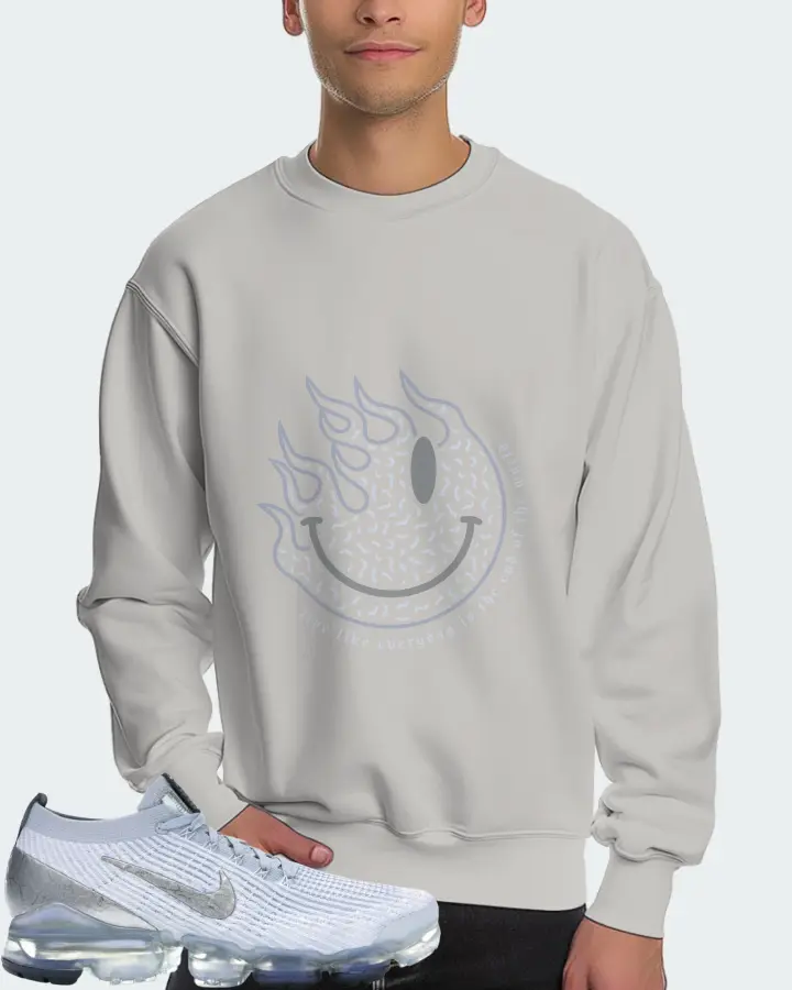 Nike Air VaporMax Flyknit 3 Sneaker Matching Grey Sweatshirt (Keep Smiling) - View 4