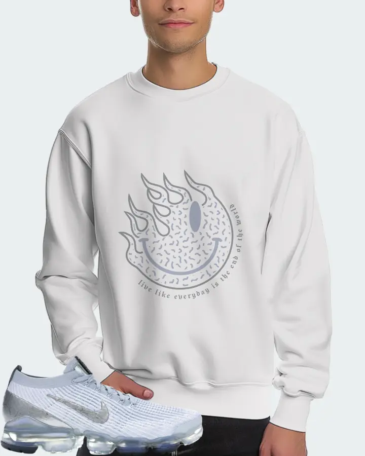 Nike Air VaporMax Flyknit 3 Sneaker Matching White Sweatshirt (Keep Smiling) - View 4