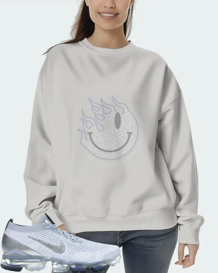 Nike Air VaporMax Flyknit 3 Sneaker Matching Grey Sweatshirt (Keep Smiling) - View 5