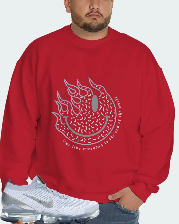 Nike Air VaporMax Flyknit 3 Sneaker Matching Red Sweatshirt (Keep Smiling) - View 6