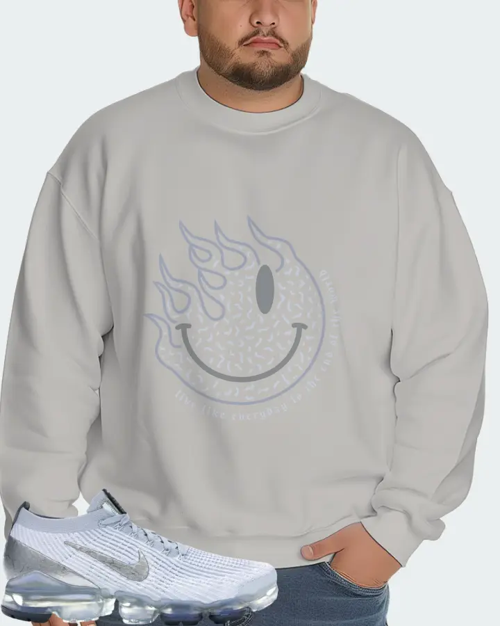 Nike Air VaporMax Flyknit 3 Sneaker Matching Grey Sweatshirt (Keep Smiling) - View 6