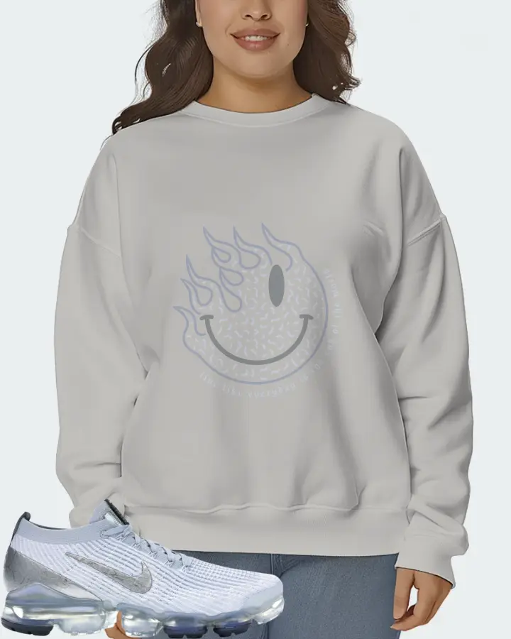 Nike Air VaporMax Flyknit 3 Sneaker Matching Grey Sweatshirt (Keep Smiling) - View 7