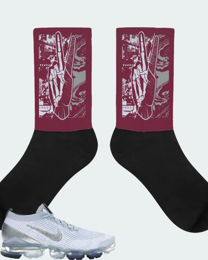 Nike Air VaporMax Flyknit 3 Sneaker Matching Maroon Socks - Peace of mind