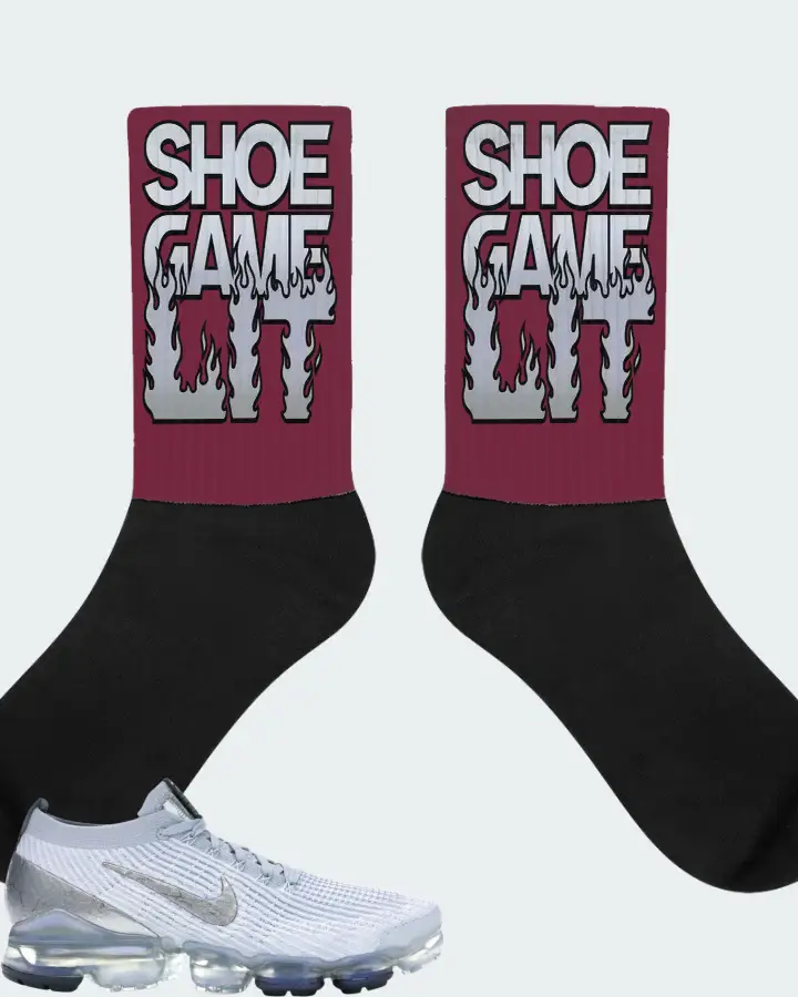 Nike Air VaporMax Flyknit 3 Sneaker Matching Maroon Socks - Shoe Game Lit Refreshed