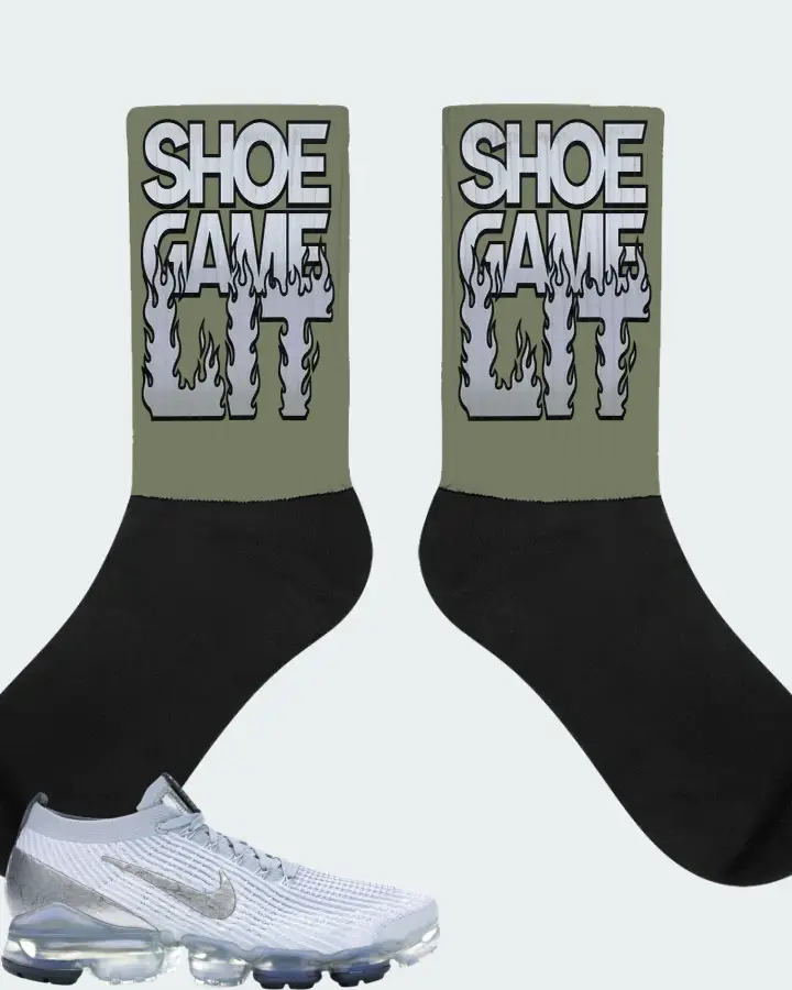 Nike Air VaporMax Flyknit 3 Sneaker Matching Olive Socks - Shoe Game Lit Refreshed