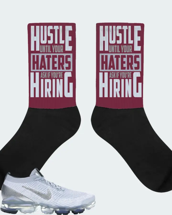 Nike Air VaporMax Flyknit 3 Sneaker Matching Maroon Socks - HUSTLE UNTIL YOUR HATERS