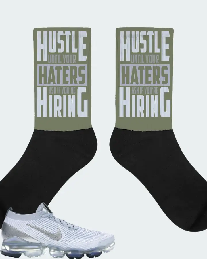 Nike Air VaporMax Flyknit 3 Sneaker Matching Olive Socks - HUSTLE UNTIL YOUR HATERS