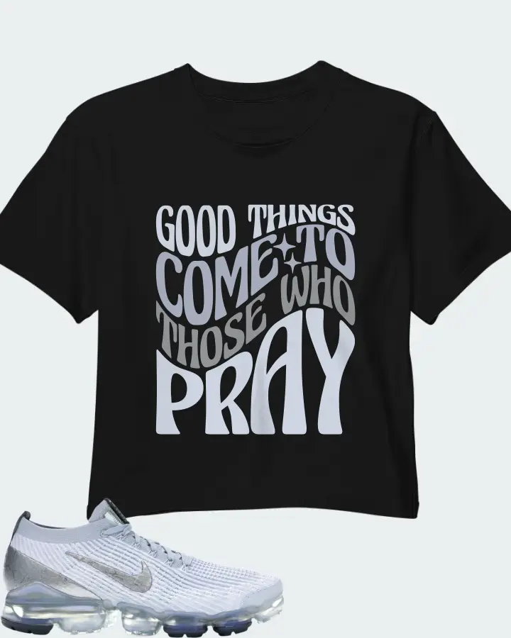 Nike Air VaporMax Flyknit 3 Sneaker Matching Black Crop Top - Good Things Come To Those Who Pray