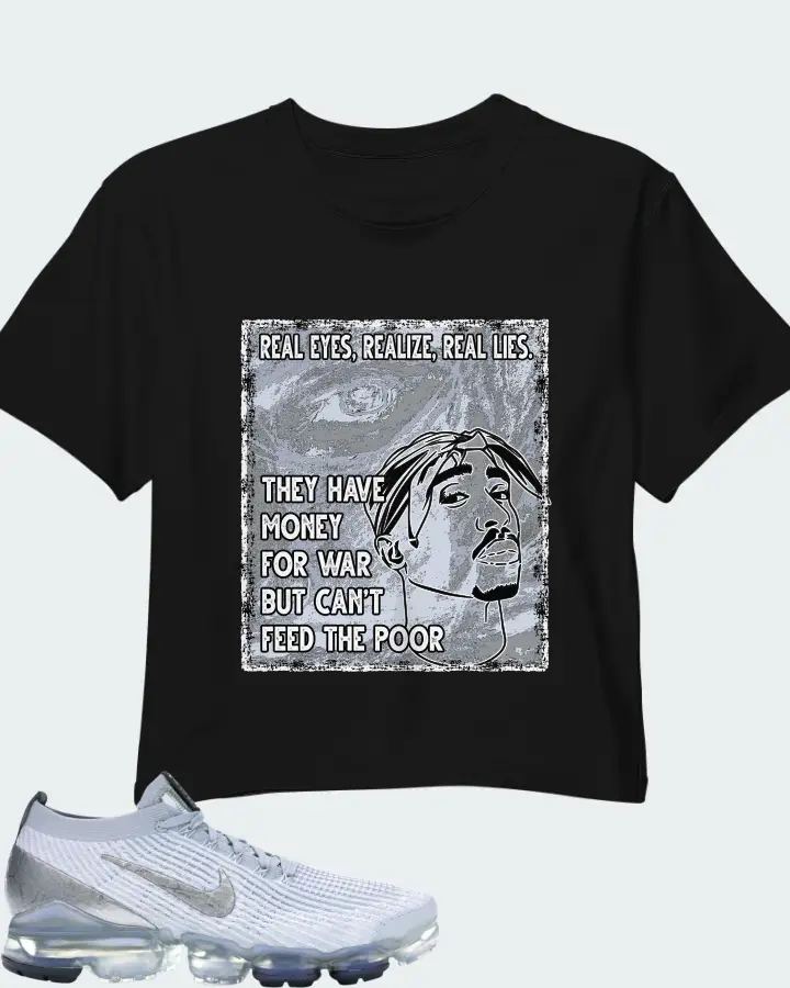 Nike Air VaporMax Flyknit 3 Sneaker Matching Black Crop Top - TUPAC Real Eyes Realize Real Lies