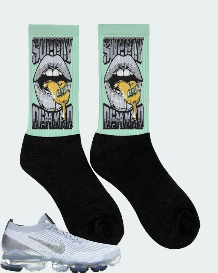 Nike Air VaporMax Flyknit 3 Sneaker Matching Mint Socks (Supply Demand) - View 2