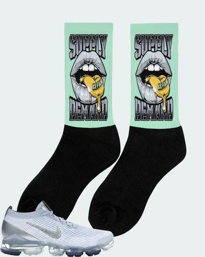 Nike Air VaporMax Flyknit 3 Sneaker Matching Mint Socks (Supply Demand) - View 3