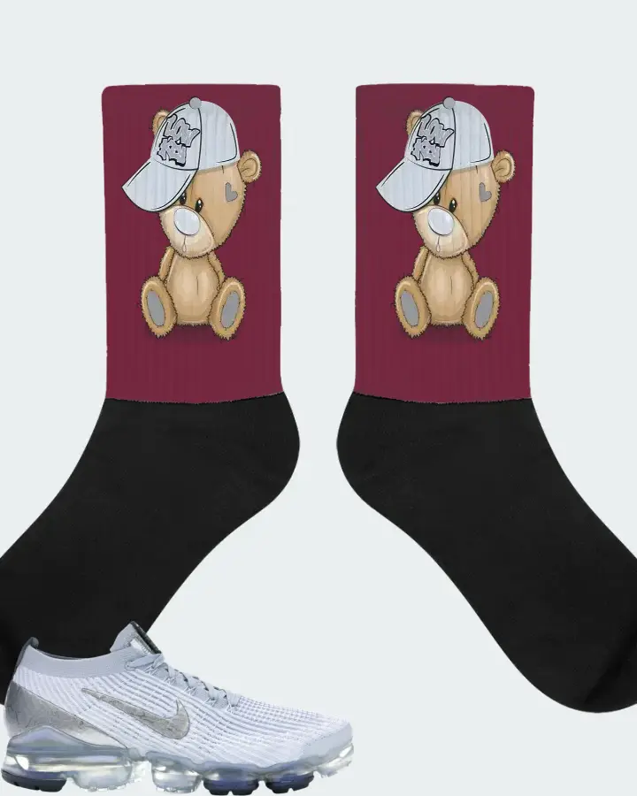 Nike Air VaporMax Flyknit 3 Sneaker Matching Maroon Socks - LOW KEY BEAR